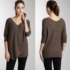 Vince 100% Cashmere Asymmetrical Ribbed Sweater Brown Size Medium